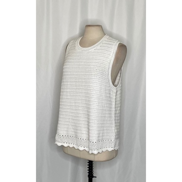 NWT!! J. CREW Factory Crochet Sweater Tank Solid White Scalloped XX-Large XXL - Picture 5 of 11